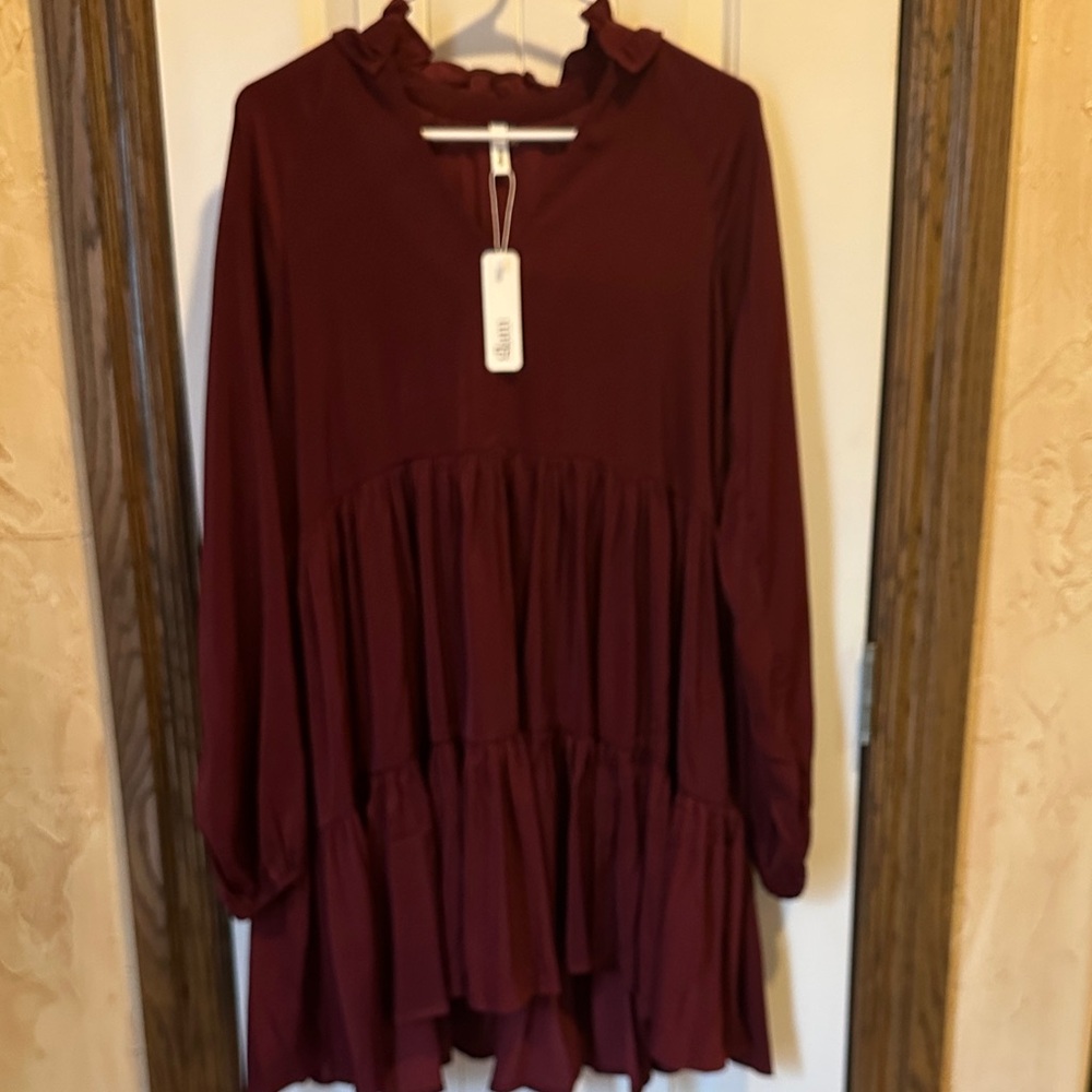 Burgundy Long Tunic/Mini Dress